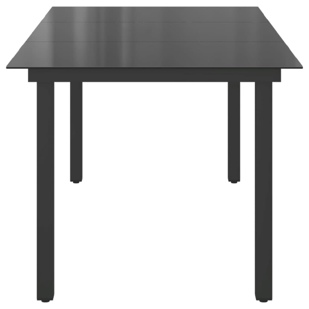 Ankeny Large Glass Top Garden Dining Table In Black
