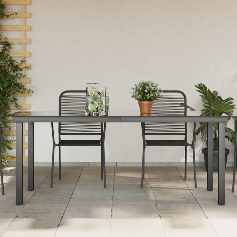 Product photograph of Ankeny Large Glass Top Garden Dining Table In Black from Furniture in Fashion