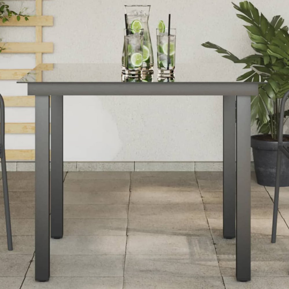 Product photograph of Ankeny Small Glass Top Garden Dining Table In Black from Furniture in Fashion