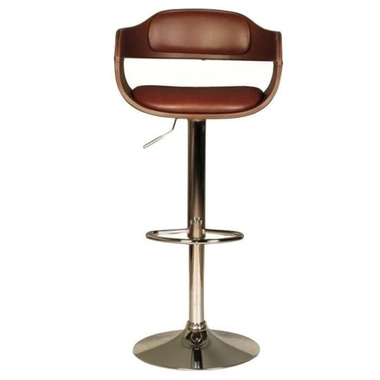 Photo of Anna faux leather bar stool in brown with chrome base