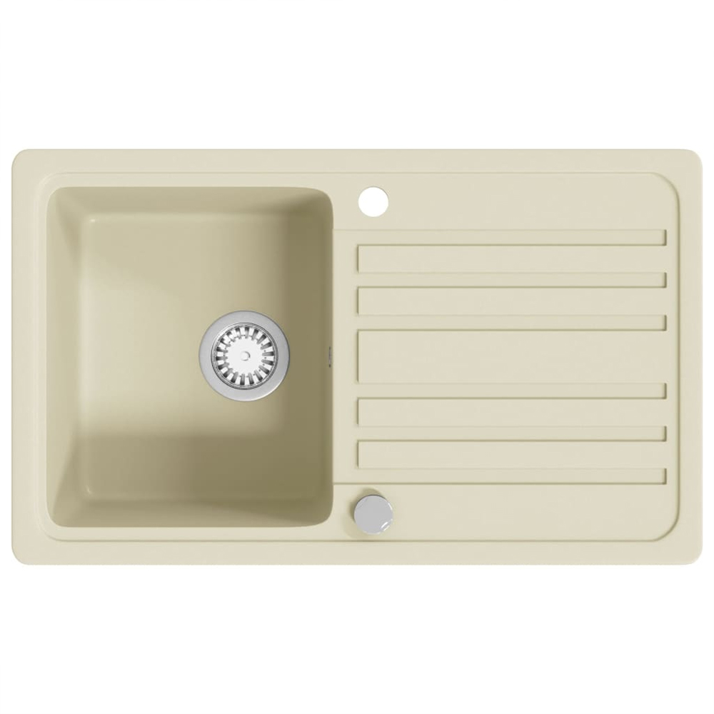 Anna Quartz and Resin 1.0 Bowl Kitchen Sink With Waste Kit 765mm L x 460mm W In Beige
