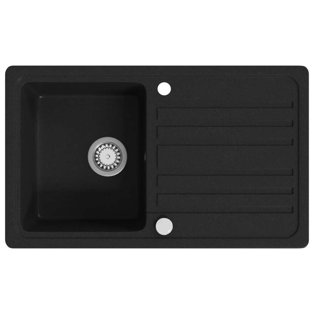 Anna Quartz and Resin 1.0 Bowl Kitchen Sink With Waste Kit 765mm L x 460mm W In Black