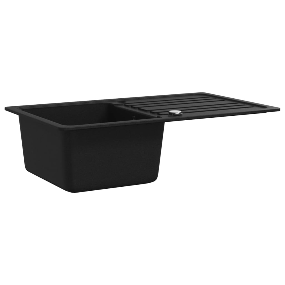 Anna Quartz and Resin 1.0 Bowl Kitchen Sink With Waste Kit 765mm L x 460mm W In Black