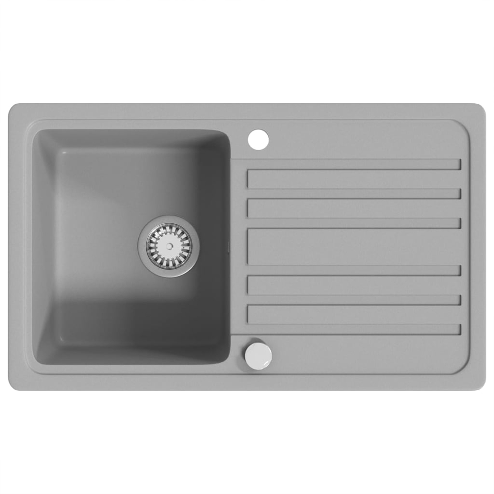 Anna Quartz and Resin 1.0 Bowl Kitchen Sink With Waste Kit 765mm L x 460mm W In Grey