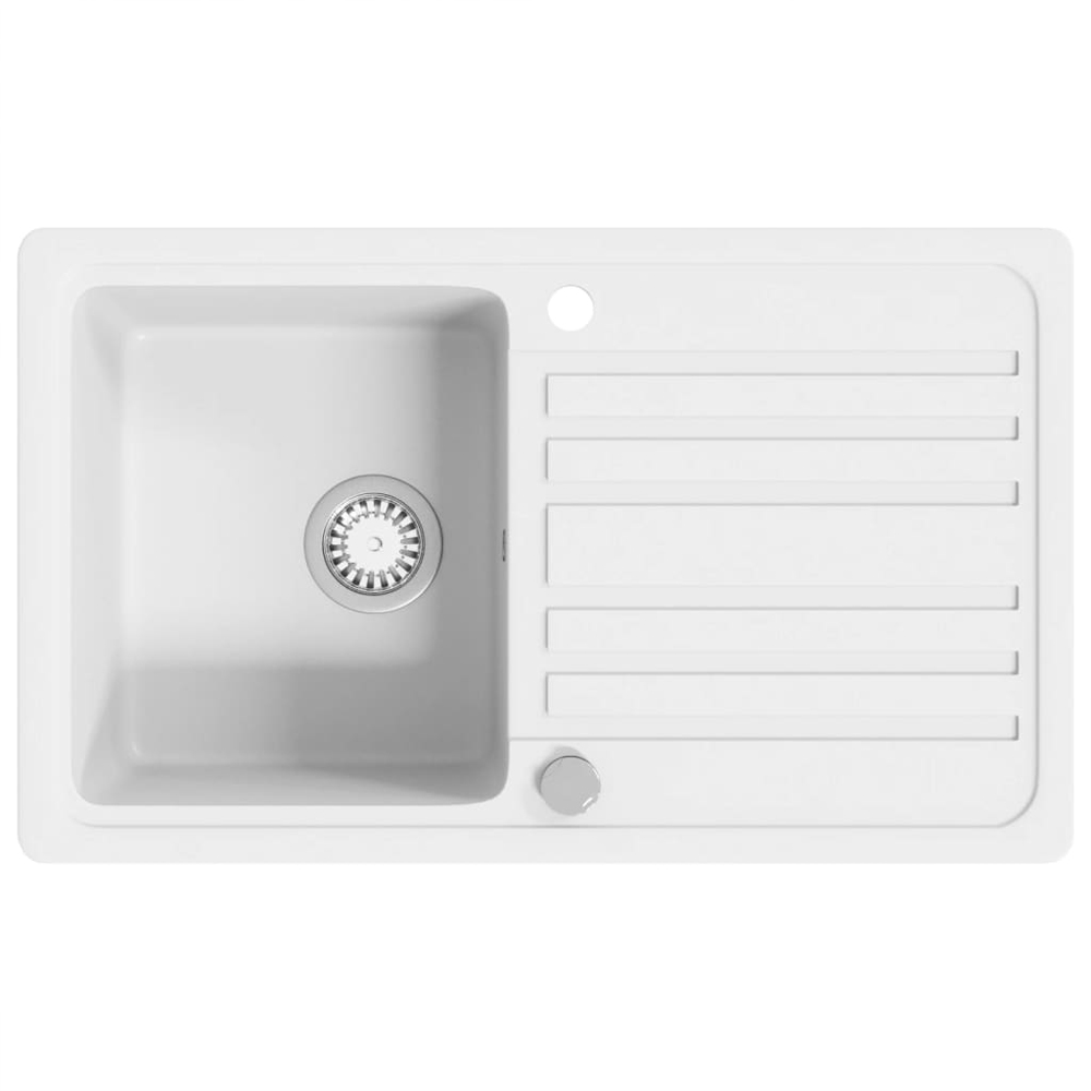 Anna Quartz and Resin 1.0 Bowl Kitchen Sink With Waste Kit 765mm L x 460mm W In White