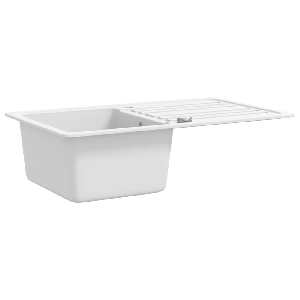 Anna Quartz and Resin 1.0 Bowl Kitchen Sink With Waste Kit 765mm L x 460mm W In White