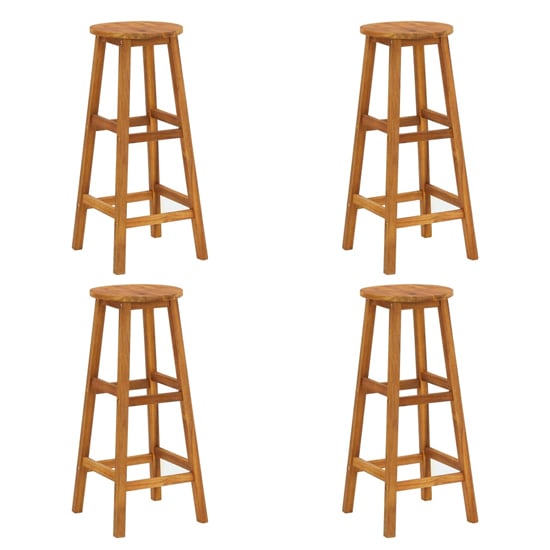 Annalee Set Of 4 Wooden Bar Stools In Brown_1