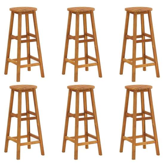 Photo of Annalee set of 6 wooden bar stools in brown