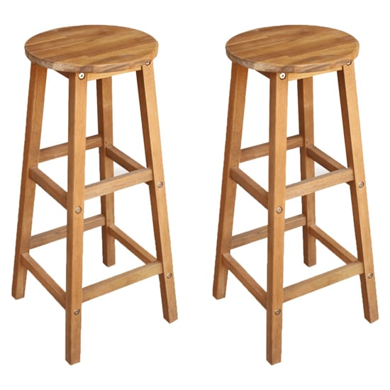 Photo of Annalee brown wooden bar stools in a pair