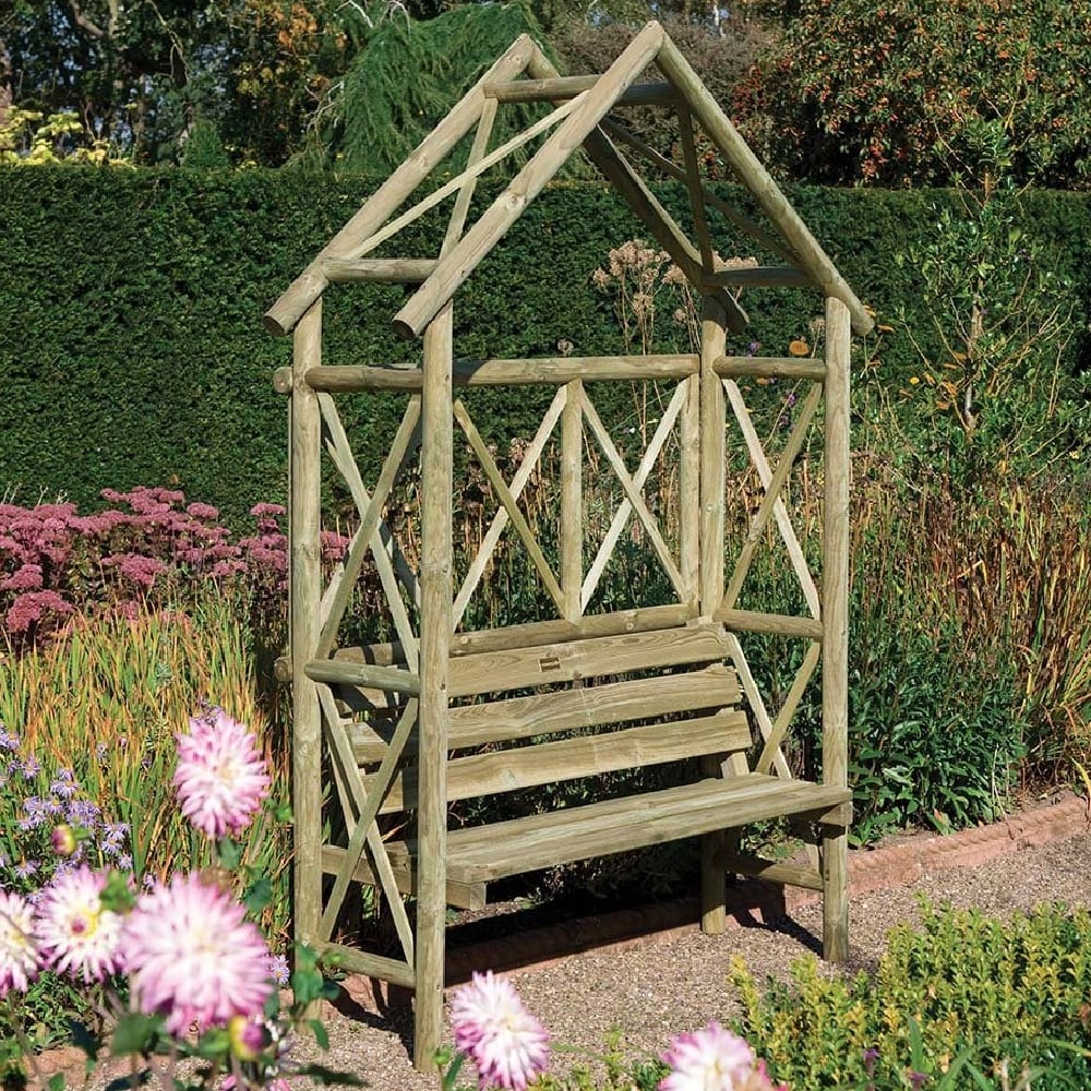 Annan Wooden Garden Apex Arbour In Natural