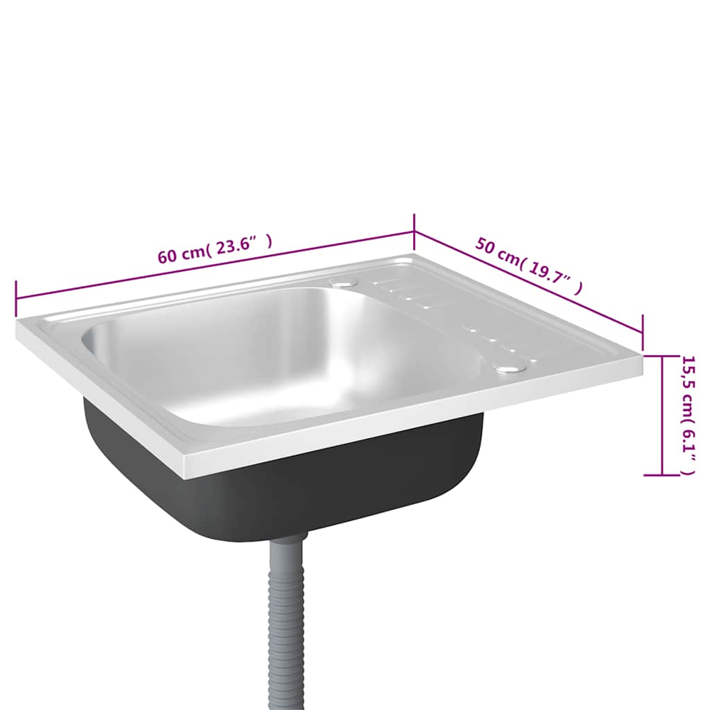 Annapolis Quartz and Resin 1.0 Bowl Kitchen Sink With Waste Kit 600mm L x 500mm W - Silver