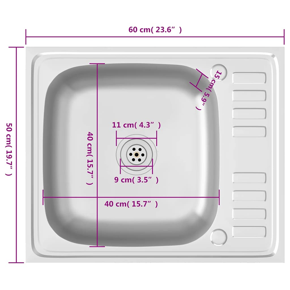 Annapolis Quartz and Resin 1.0 Bowl Kitchen Sink With Waste Kit 600mm L x 500mm W - Silver