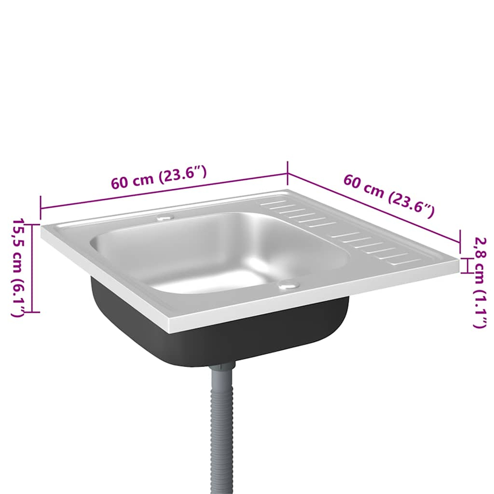 Annapolis Stainless Steel 1.0 Bowl Kitchen Sink With Waste Kit 600mm L x 600mm W - Silver