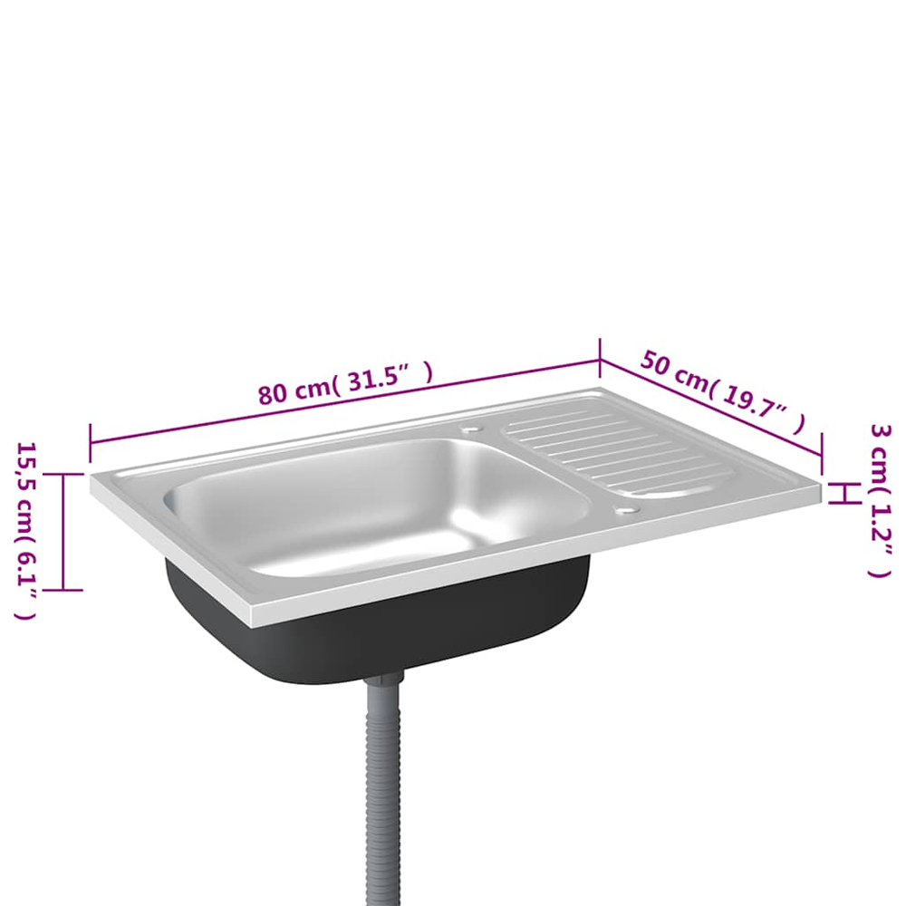 Annapolis Stainless Steel 1.0 Bowl Kitchen Sink With Waste Kit 800mm L x 500mm W - Silver