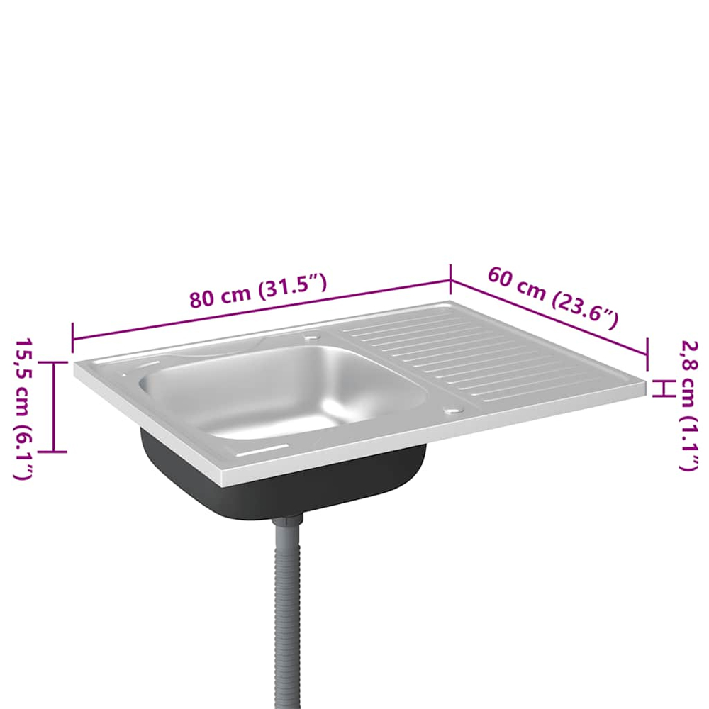 Annapolis Stainless Steel 1.0 Bowl Kitchen Sink With Waste Kit 800mm L x 600mm W - Silver