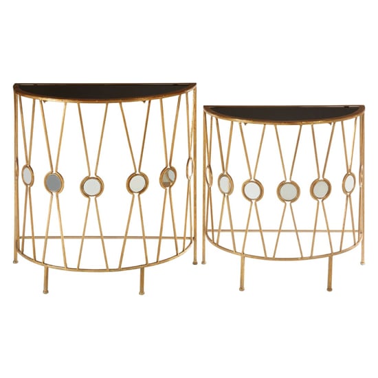 Annie Curved Glass Set Of 2 Console Tables With Gold Frame_2