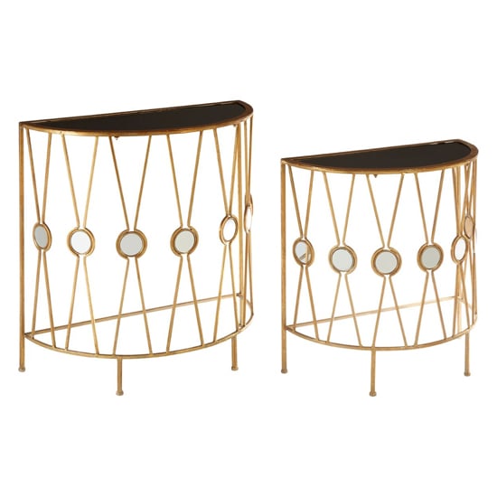 Annie Curved Glass Set Of 2 Console Tables With Gold Frame_1