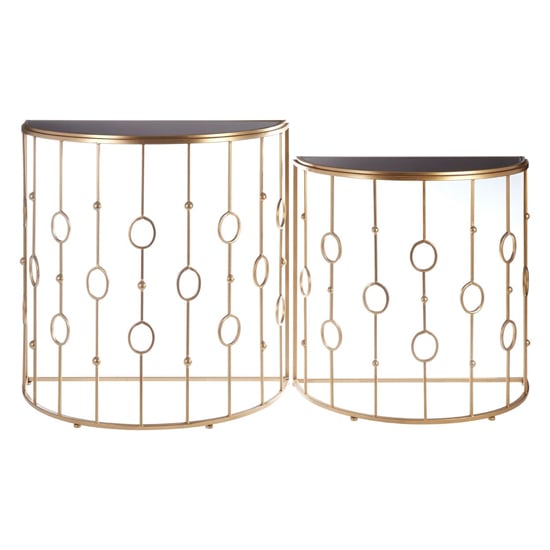 Annie Glass Set Of 2 Console Tables With Art Deco Gold Frame
