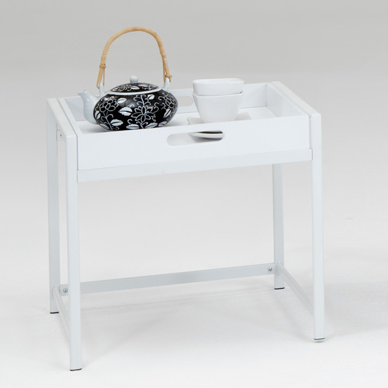 Annika Serving Tray Table in White 18500 Furniture in
