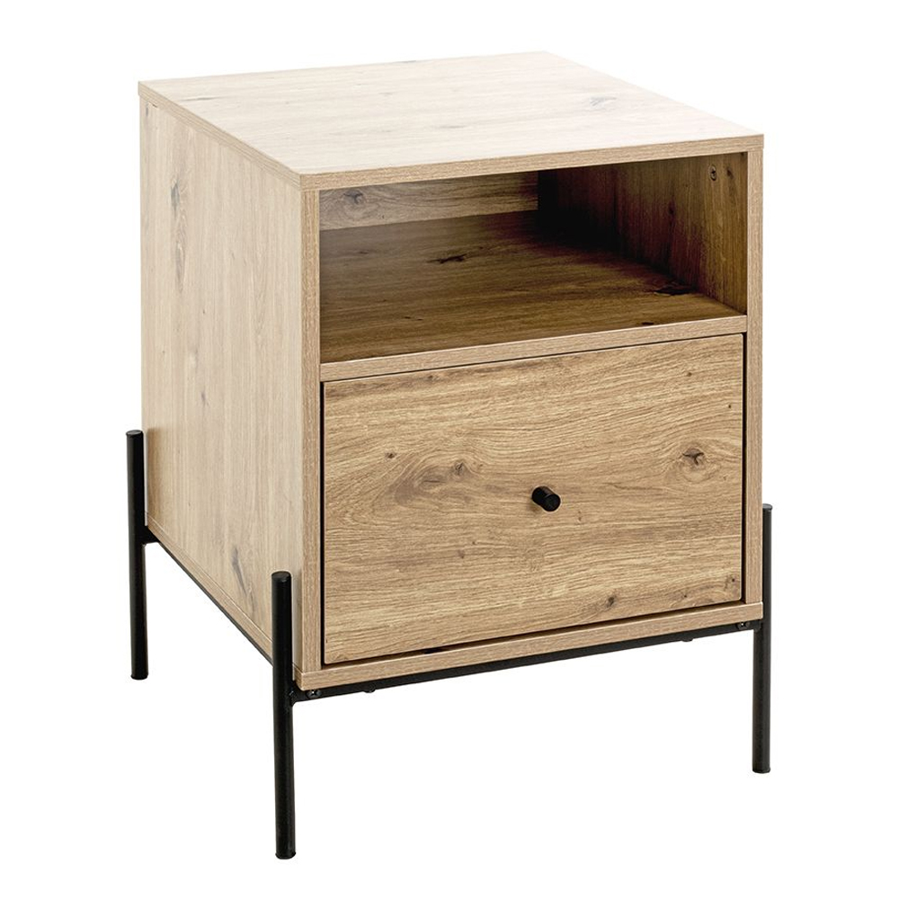 Anniston Wooden Bedside Cabinet With 1 Drawer In Oak