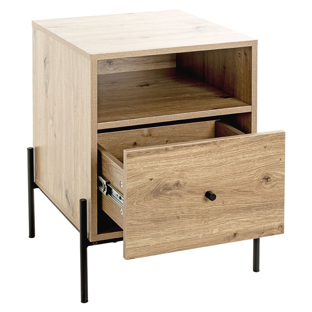Anniston Wooden Bedside Cabinet With 1 Drawer In Oak