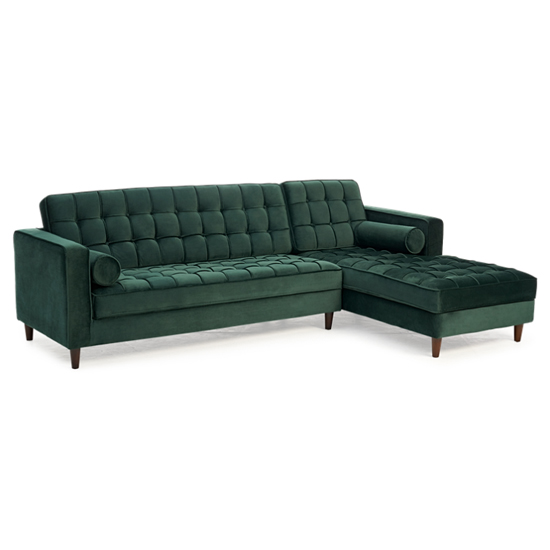 Annuli Velvet Left Facing Corner Chaise Sofa In Green_2