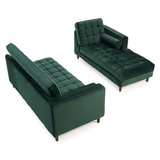 Annuli Velvet Left Facing Corner Chaise Sofa In Green_4