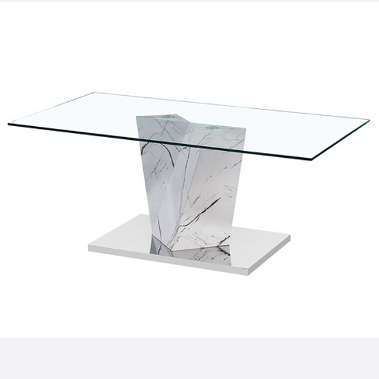 Anosty Clear Glass Coffee Table With Marble Effect Support_1