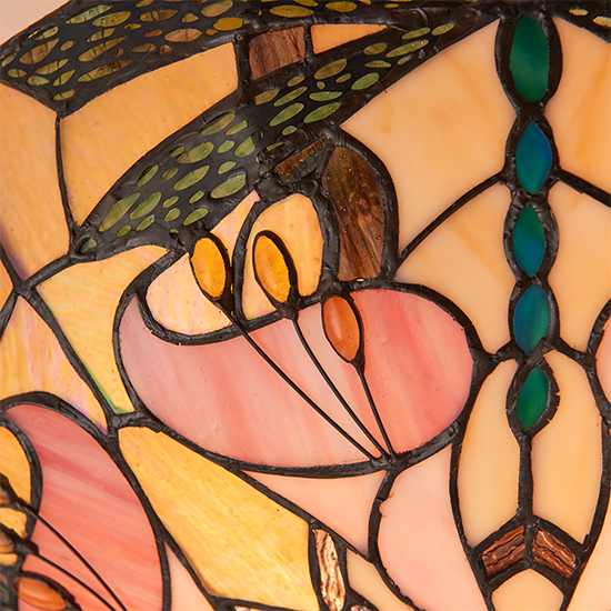 Anqing Large Tiffany Glass Flush Ceiling Light In Dark Bronze