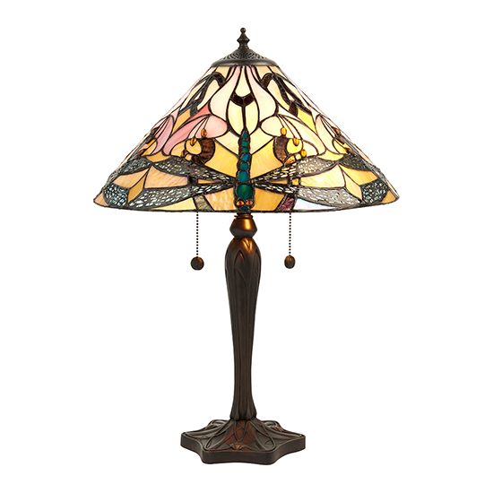 Anqing Medium Tiffany Glass Table Lamp In Dark Bronze_6