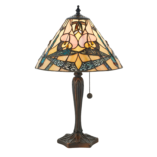Anqing Small Tiffany Glass Table Lamp In Dark Bronze_5