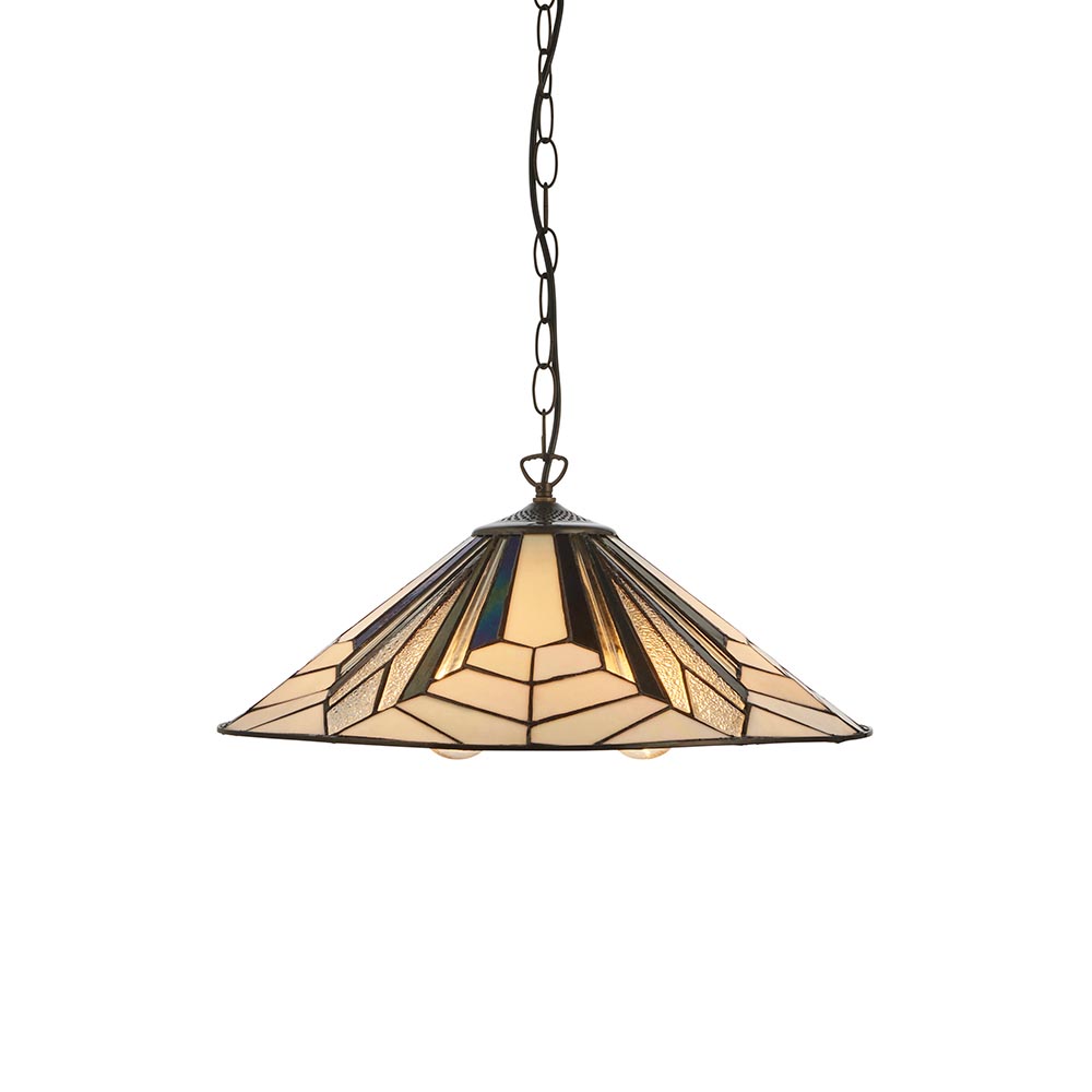 Anqing Tiffany Glass Pendant Ceiling Light In Satin Black