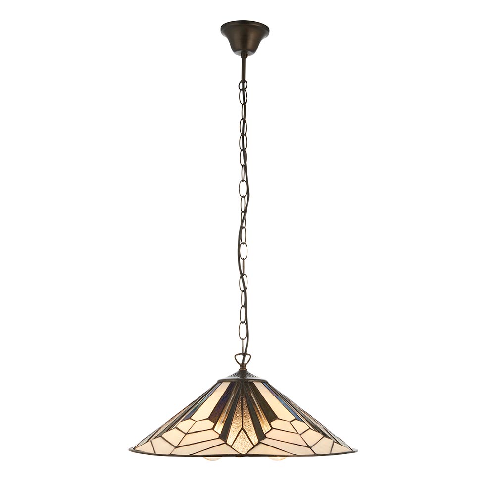 Anqing Tiffany Glass Pendant Ceiling Light In Satin Black