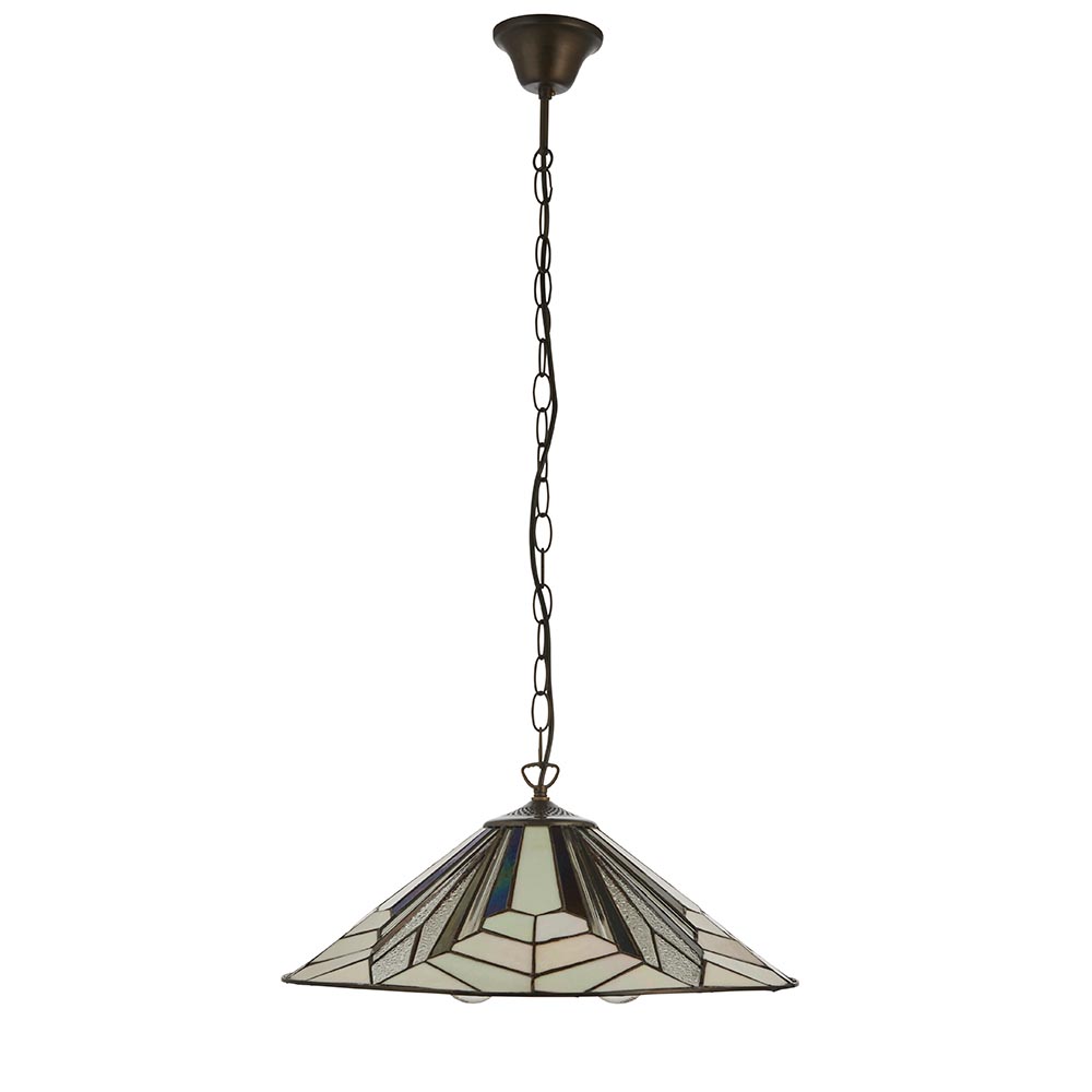 Anqing Tiffany Glass Pendant Ceiling Light In Satin Black