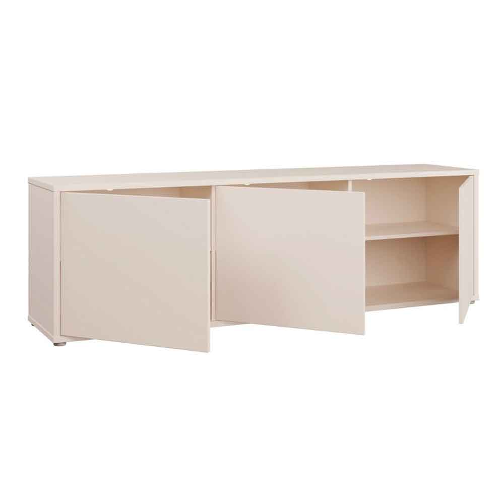Ansley Large Wooden TV Stand with 3 Doors in Sand