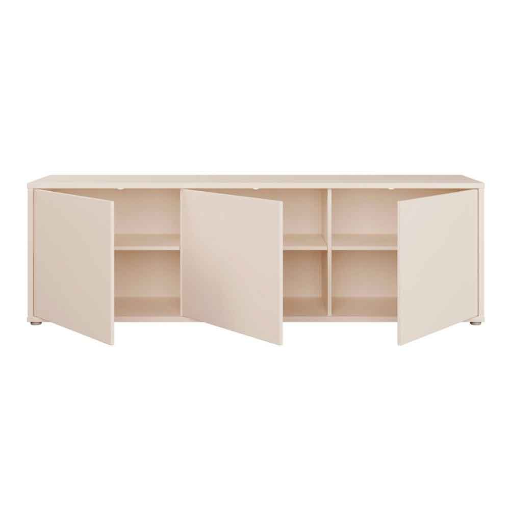 Ansley Large Wooden TV Stand with 3 Doors in Sand