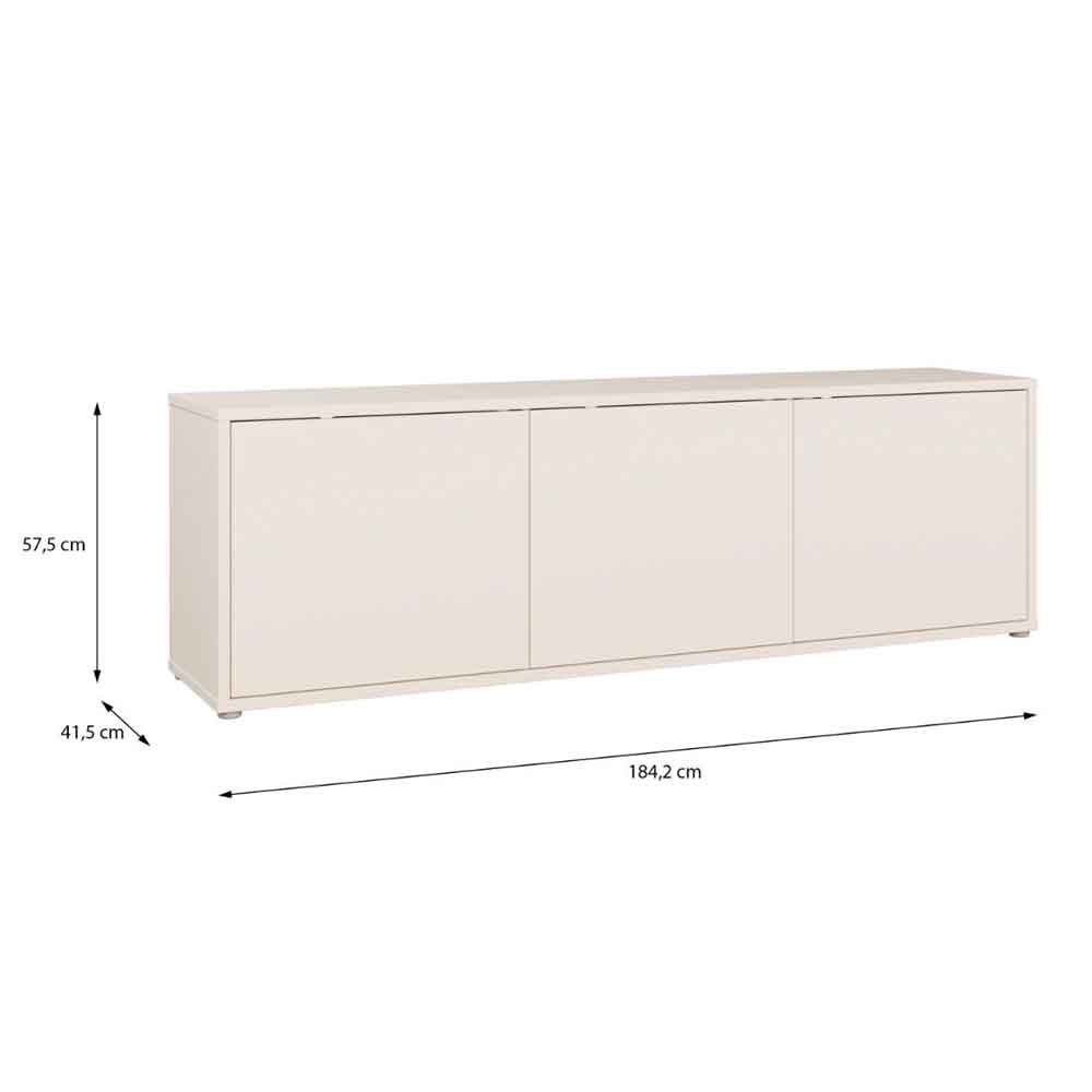Ansley Large Wooden TV Stand with 3 Doors in Sand