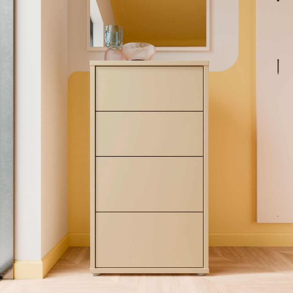Ansley Tall Wooden Chest Of 4 Drawers in Butter Yellow