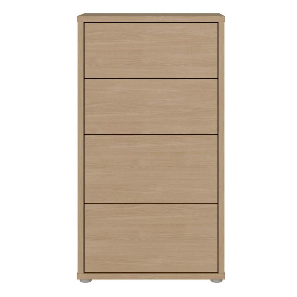 Ansley Tall Wooden Chest Of 4 Drawers in Elegancia Oak
