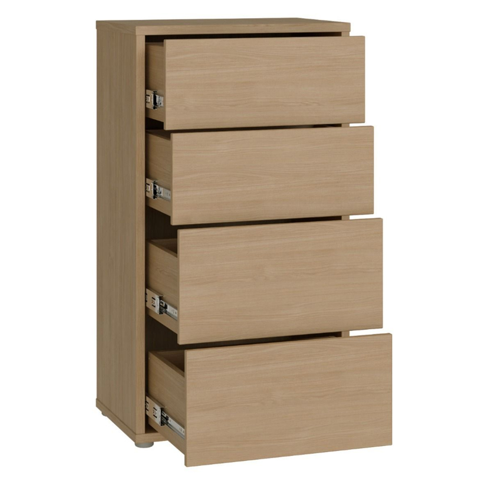 Ansley Tall Wooden Chest Of 4 Drawers in Elegancia Oak