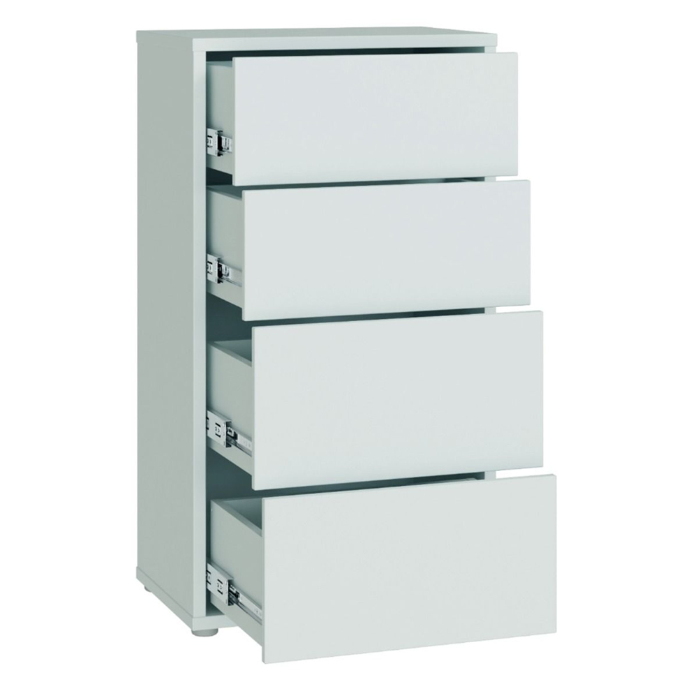 Ansley Tall Wooden Chest Of 4 Drawers in Light Grey