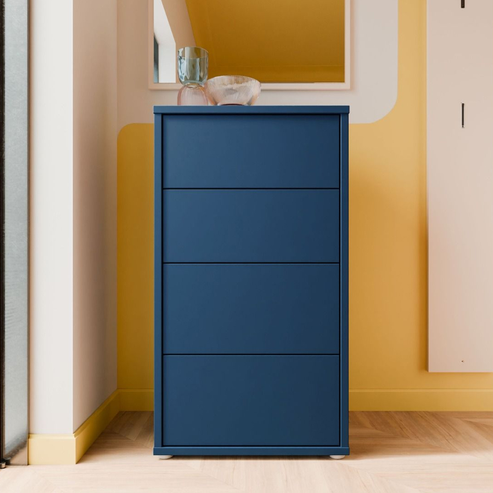 Ansley Tall Wooden Chest Of 4 Drawers in Night Blue