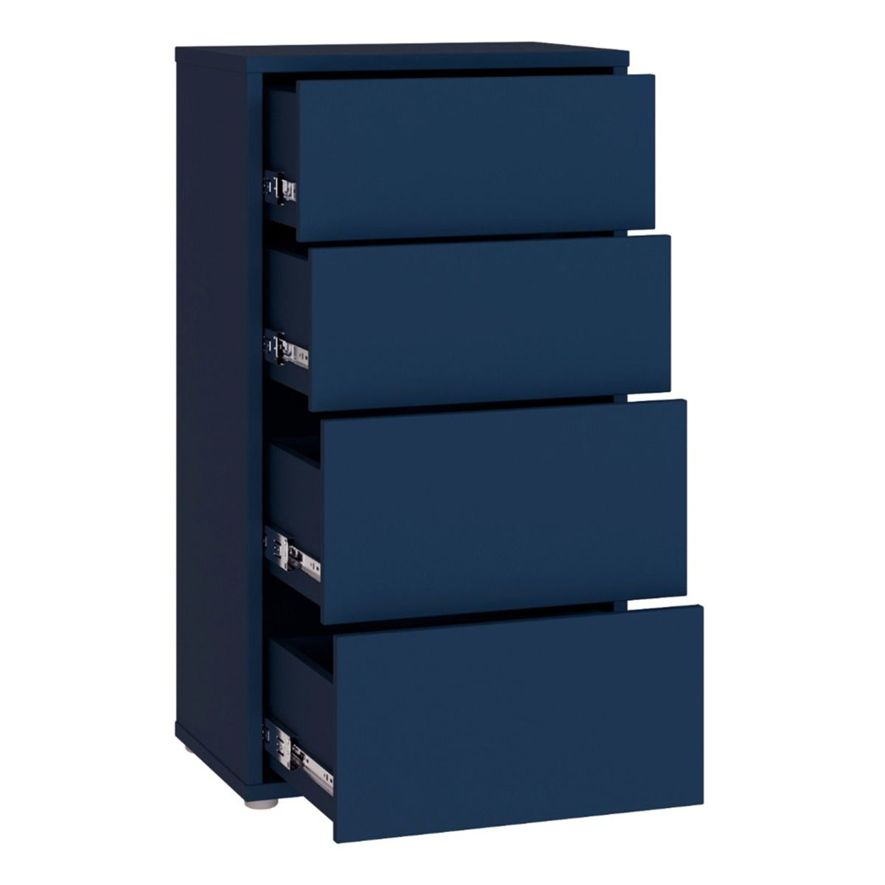 Ansley Tall Wooden Chest Of 4 Drawers in Night Blue