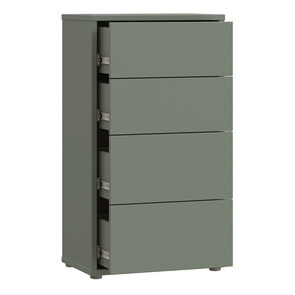 Ansley Tall Wooden Chest Of 4 Drawers in Sage Green
