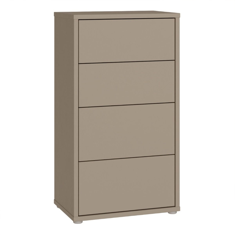 Ansley Tall Wooden Chest Of 4 Drawers in Taupe