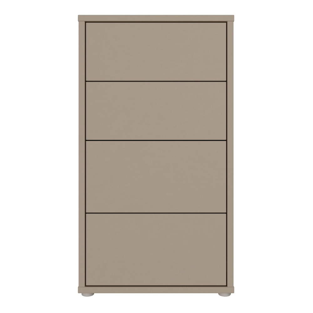 Ansley Tall Wooden Chest Of 4 Drawers in Taupe