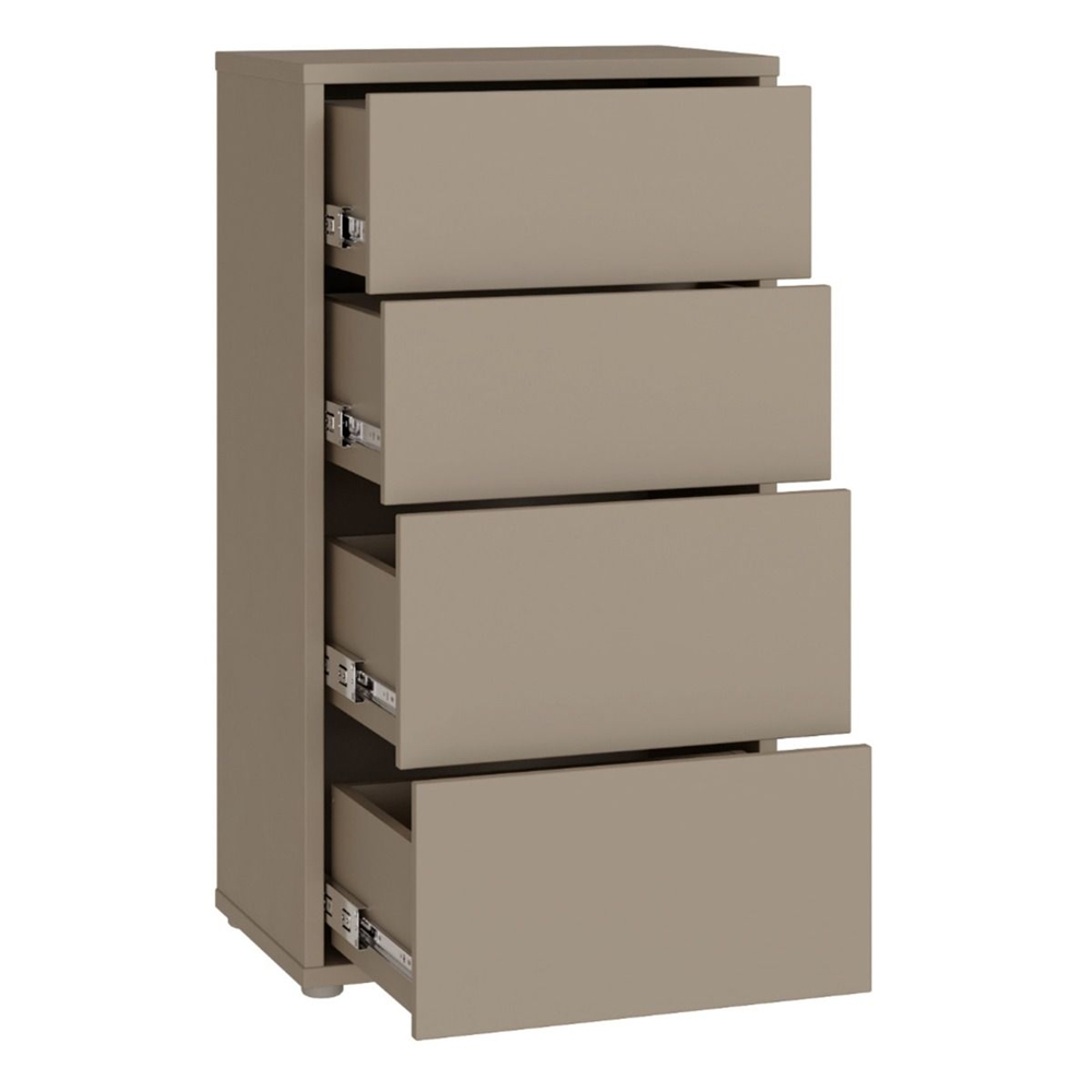 Ansley Tall Wooden Chest Of 4 Drawers in Taupe