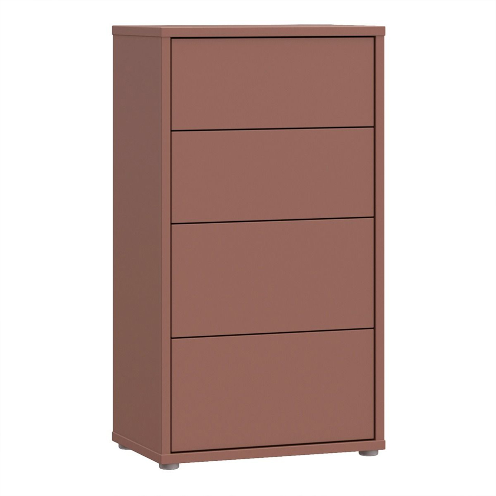 Ansley Tall Wooden Chest Of 4 Drawers in Terracotta