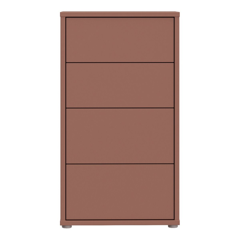 Ansley Tall Wooden Chest Of 4 Drawers in Terracotta