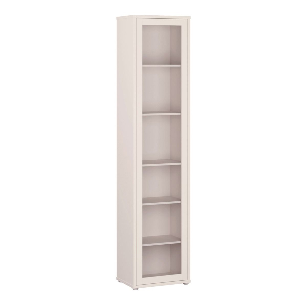 Ansley Tall Wooden Display Cabinet with 1 Glass Door in Sand